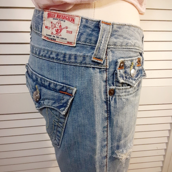 True Religion "Destroyed" Style with Orange & Yellow Stitching "Joey Jean" - Picture 2 of 14
